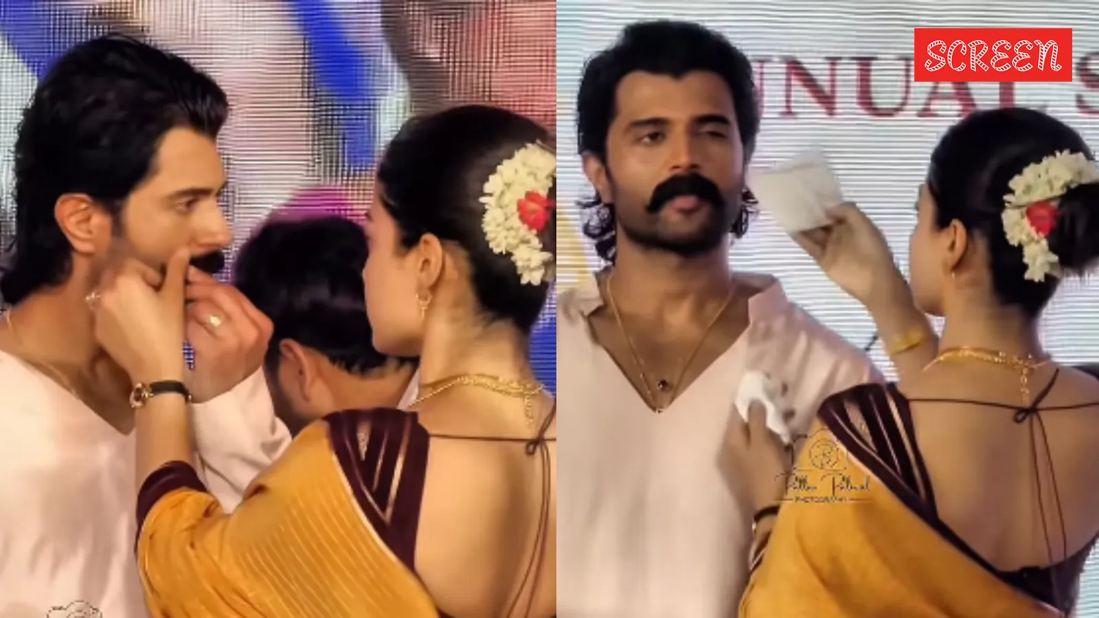 Rashmika Mandanna wipes Vijay Devarakonda’s sweat in adorable clip from village visit. Watch | Telugu News
