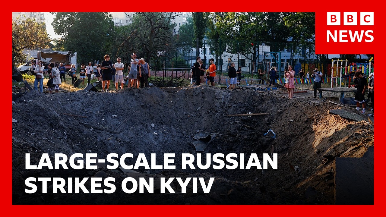 At least 13 killed in large-scale Russian missile and drone strikes on Kyiv | BBC News