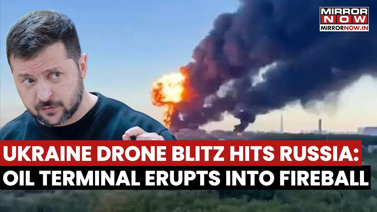 Ukraine’s Massive Drone Blitz Hits Russia: Oil Terminal Explodes in Fireball Near St Petersburg
