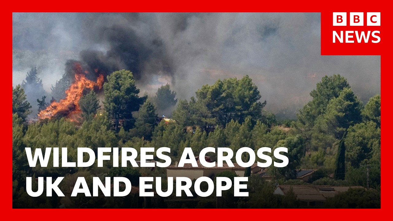 Wildfires burn in UK and Europe as heatwaves continue | BBC News