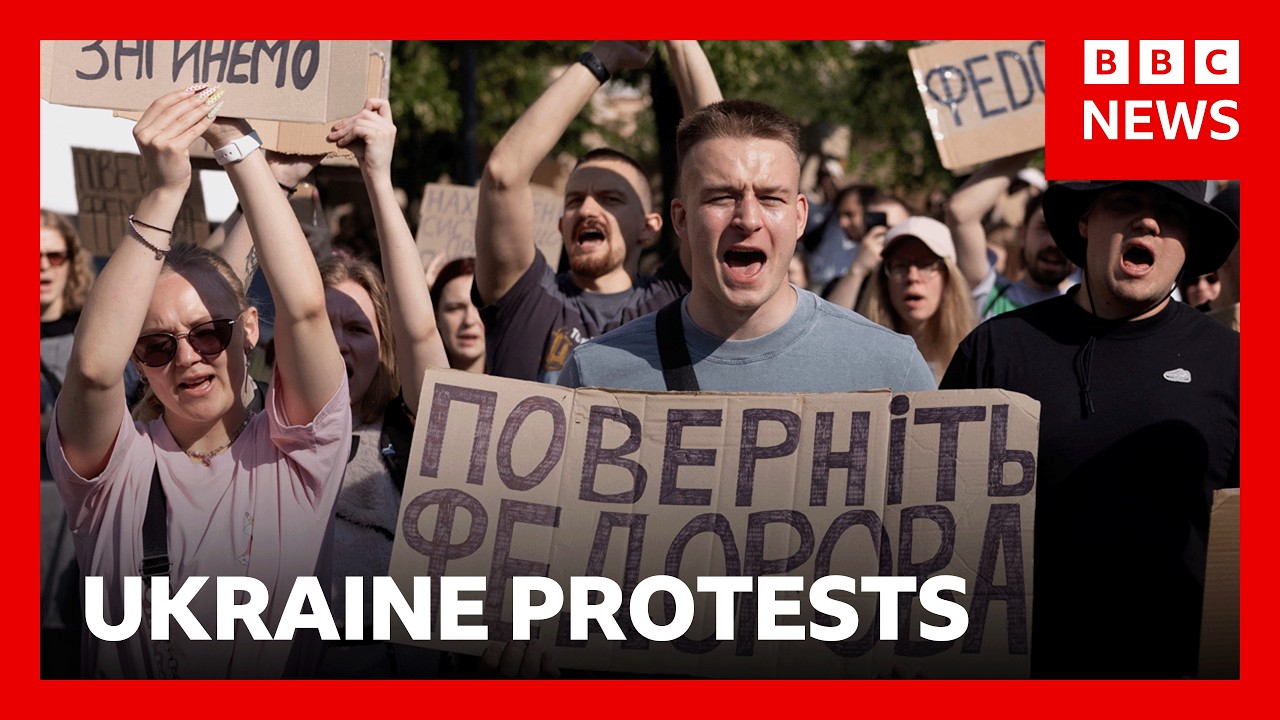 Protests in Ukraine against President Zelensky’s removal of defence minister | BBC News