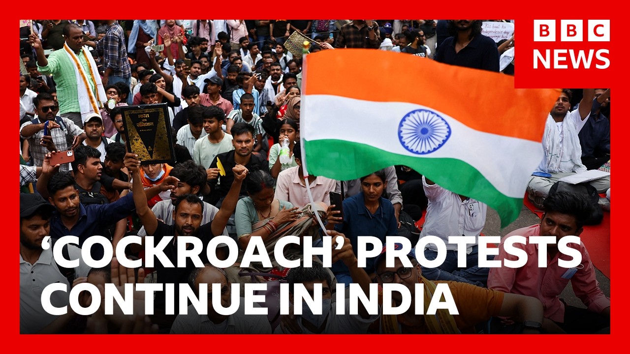 Thousands of students continue ‘cockroach’ protest in Delhi | BBC News