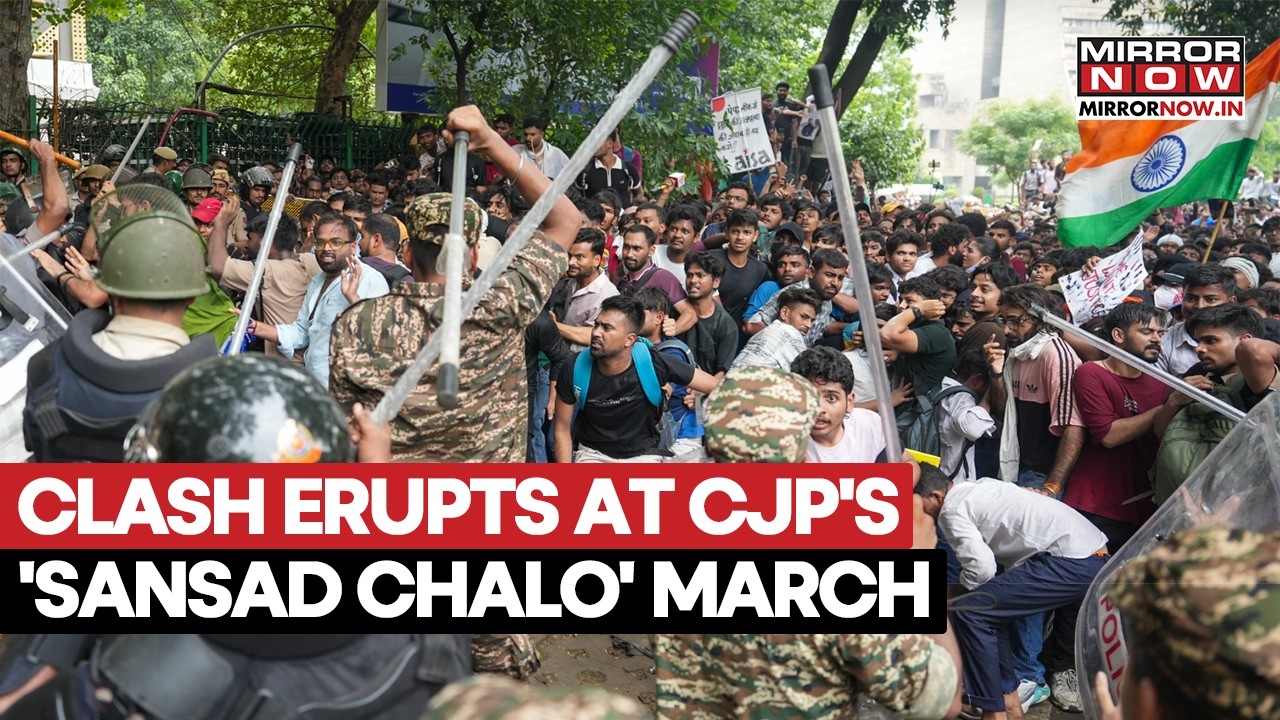 Violent Clashes Erupt At CJP Protest As Demonstrators Clash With Police During Chalo Sansad March