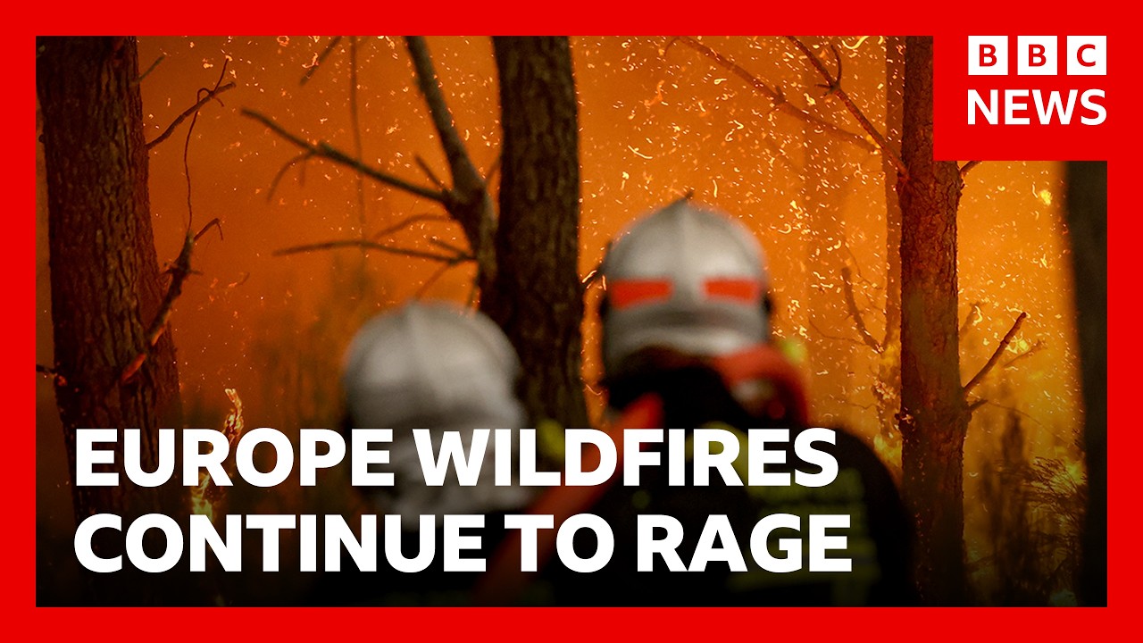 LIVE: Wildfires continue to rage in France and Spain with crisis meetings to take place | BBC News