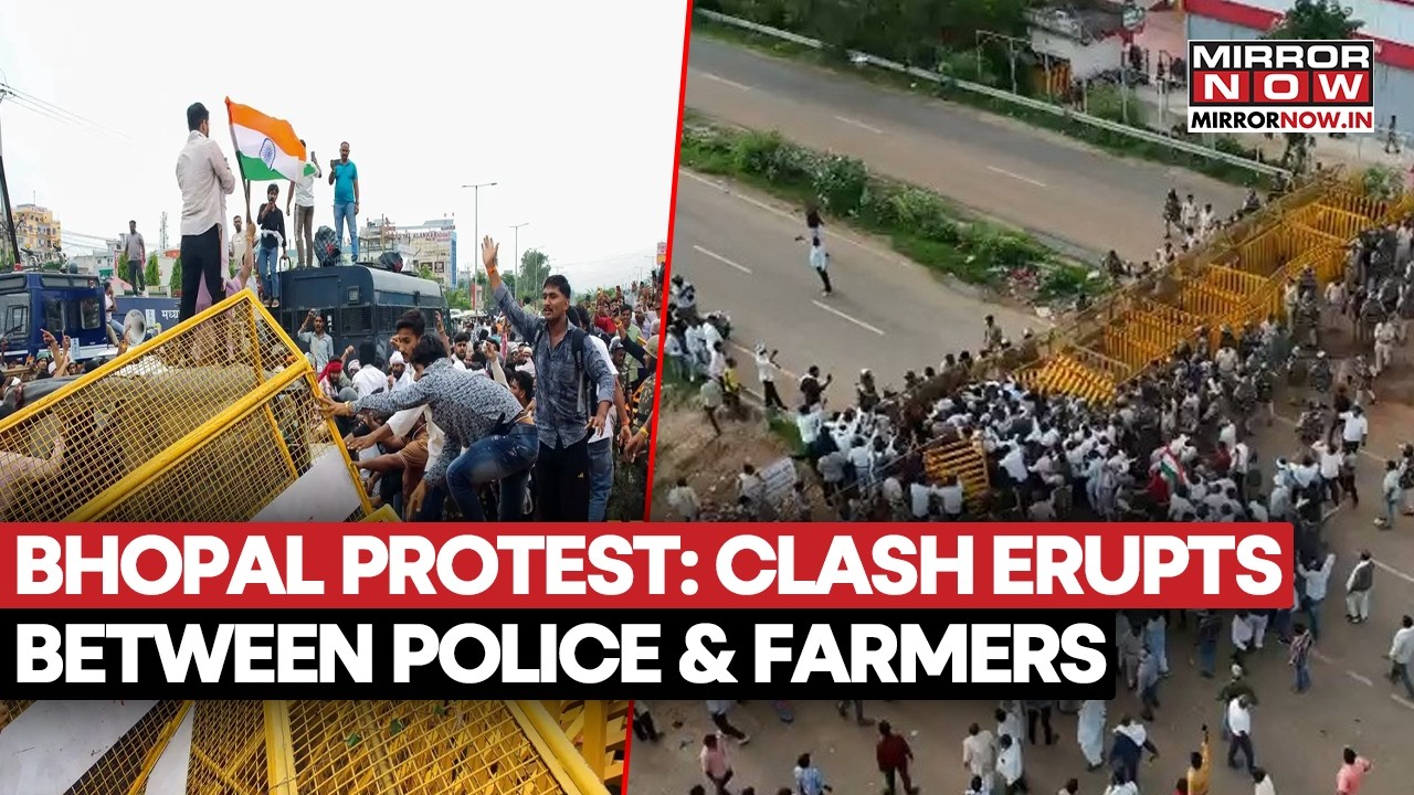 Bhopal Protest: Clash Erupts Between Cops & Farmers Over MSP Demands; Schools Shut, Traffic Hit
