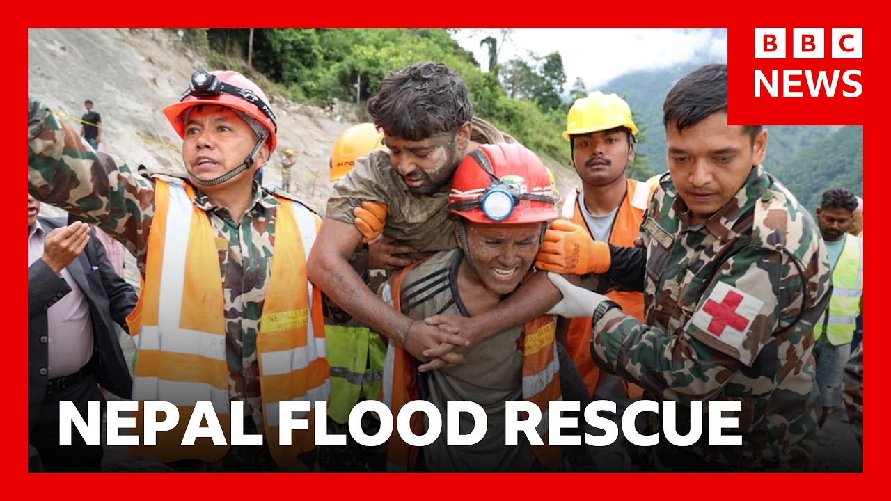 Two workers rescued from Nepal tunnel nine days after deadly flash flooding | BBC News