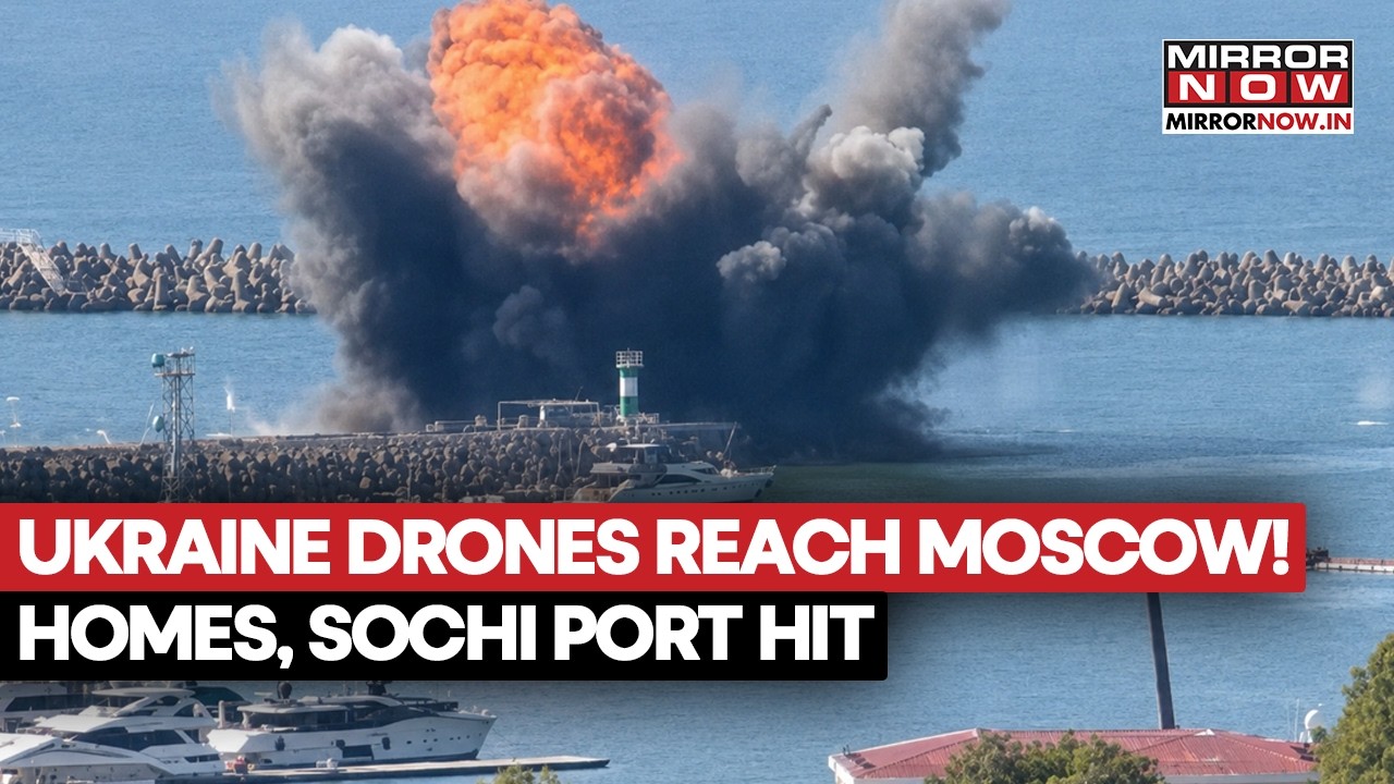 90+ Ukrainian Drones Reach Moscow! Residential Buildings, Sochi Port In Black Sea Bombed | Watch