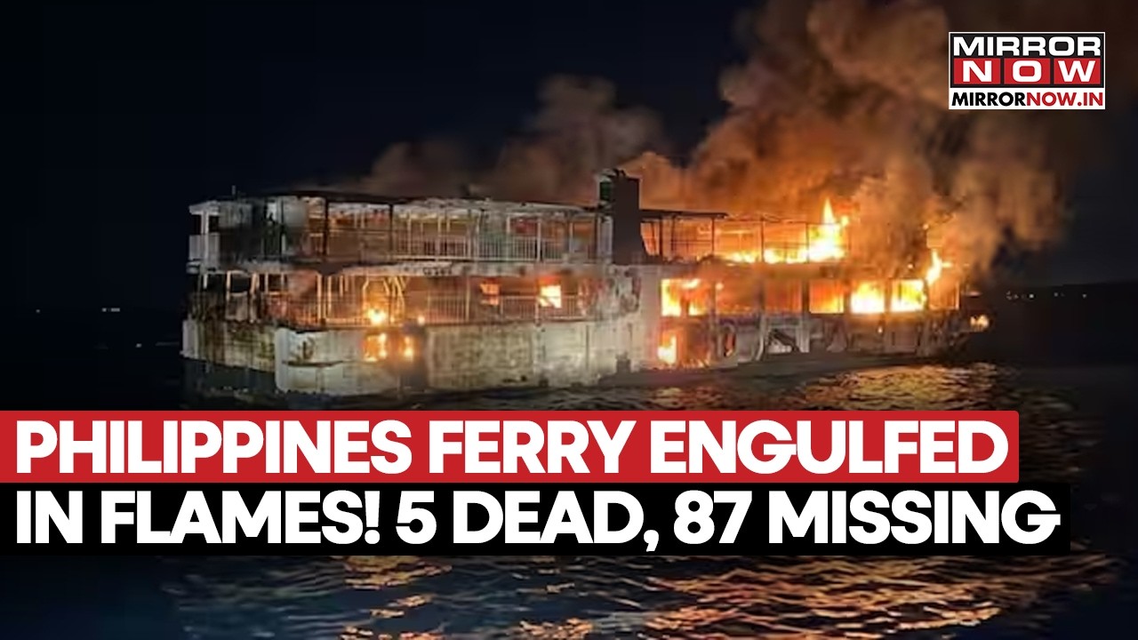 Philippines Ferry Horror! Tourist Ship Catches Fire, 5 Dead & 87 Missing In Palawan Nightmare |Watch