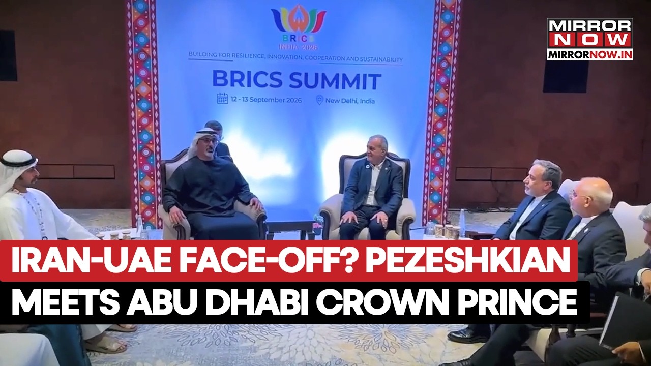 Iran-UAE Face-Off? Pezeshkian Meets Abu Dhabi Crown Prince On Sidelines Of BRICS In Delhi | Watch